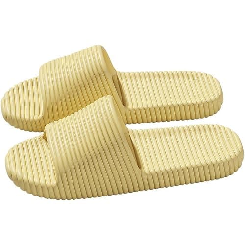 JIJIe Mens Bathroom Shower Slippers - Lightweight, EVA One-Piece, Anti-Slip - Perfect for Home, Bathroom, and More - Multiple Colors Available (Yellow EU38/39 UK5/5.5)