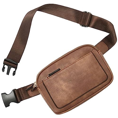 Belt Bag For Women Everywhere Crossbody Waist Bag Adjustable Strap Vegan Leather Women's Womens Packs Waist Pack (Brown, One Size)