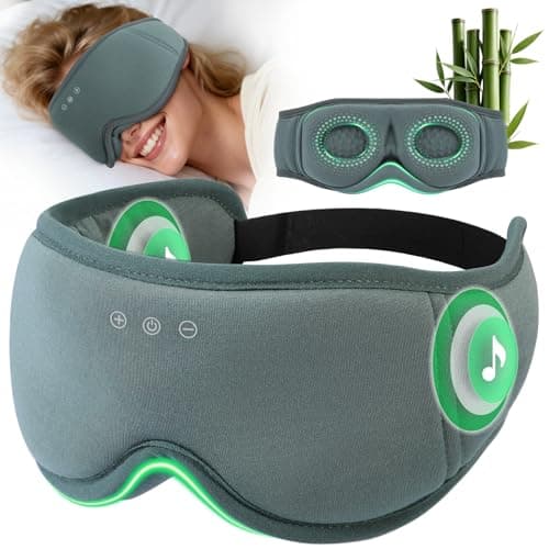 MUSICOZY 3D BambooCotton Sleep Mask Headphone for Side Sleeper 100%Blackout