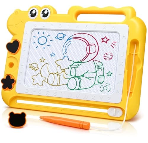 AiTuiTui Dinosaur Magnetic Drawing Board Kids Toys for 3 4 5 Years Old Girls Boys Birthday, Color Erasable Doodle Education Learning Kid Age 3-7, Toddler Drawing Travel Toys (Yellow)