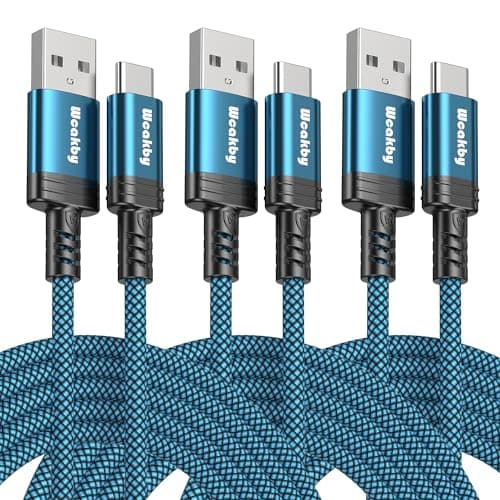 USB C Charger Cable 1M 3Pack Type C Cable Fast Charging, Braided USB A to USB-C Phone Charger Cable USBC for iPhone 17/16/15,Samsung Galaxy S10 S9 S8 Plus, Note 10 9 8, LG V50 V40 G8 G7