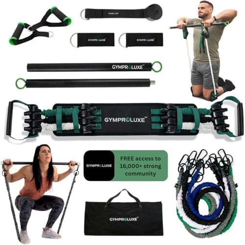 Gymproluxe Original All-in-one Resistance Bands Bar Set - Exercise Band Set for Home Gym - 90KG Resistance Band Set - Multi Gym Fitness Equipment