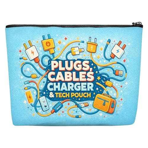 Charger Bag, Cable Bag for Chargers, Portable Makeup Bags with Zipper, Tech Travel Pouch for Travel Essentials, Large Capacity Cable Organiser Bags for Men Women