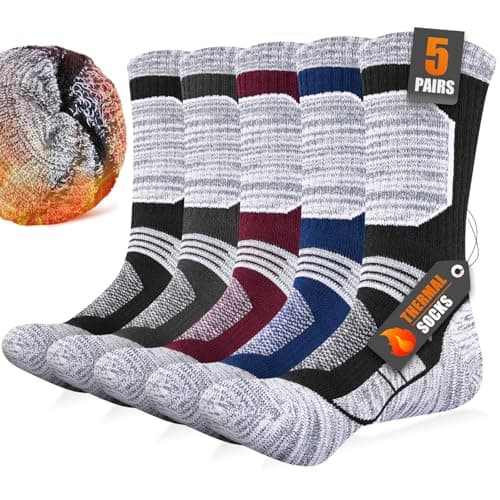 Niofind Mens Thermal Socks Thick Warm Winter Socks, 5 Pairs Multicolor 6-8