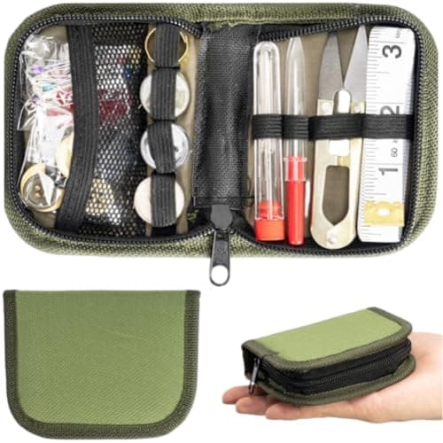 Small Compact Bug Out Bag Survival Kit UK with Army Repair Sewing Set, Nylon Travel Case for Field, Home Emergency, Camping Gear