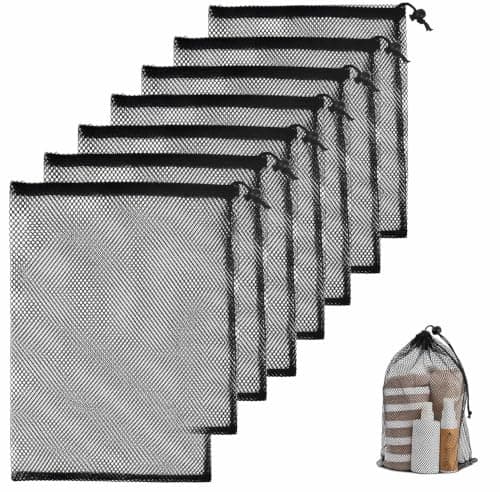 Qukkubiv 10Pcs Mesh Drawstring Bag, 30x40cm Large Net Beach Storage Bag