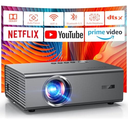 4K Smart Projector for Bedroom | 1500 ANSI, Compatible with Netflix & Dobly Audio | KOGATA AI Auto Focus, 6D Keystone, 100%–50% Zoom, WiFi 6 & Bluetooth 5.4 | Outdoor & Indoor Home Cinema Projectors