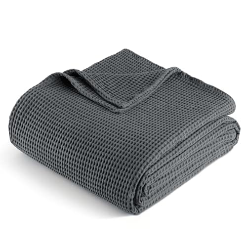 Exclusivo Mezcla 100% Cotton Muslin Double Size Blanket for Bed, Dark Grey