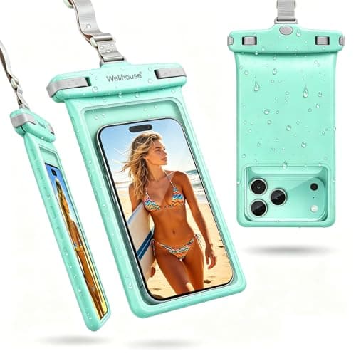 wellhouse Waterproof Phone Pouch, Waterproof Phone Case for iPhone 15 14 13 12 Pro Max XS Samsung, IPX8 3D Cellphone Dry Bag Beach Essentials -Crystal Mint 1 Pack 8.0"