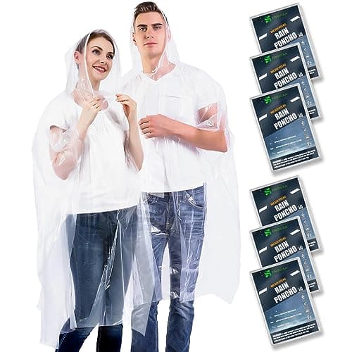 SWOGAA Disposable Rain Ponchos for Adults 6 Pack Extra Thick