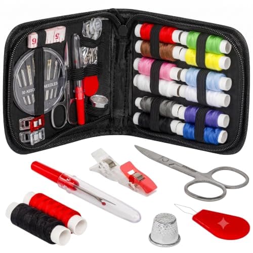 Premium DIY Sewing Kit - Over 130 Supplies, 38 Thread Spools (20 Most Useful Colors & 18 Multi Colors), 40 Sewing Pins - Travel, Kids, Beginners