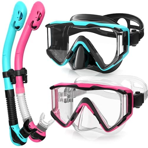 Zeligerstar Snorkel Set Adults, 3 Window Panoramic Mask, Anti-Fog Dry Top