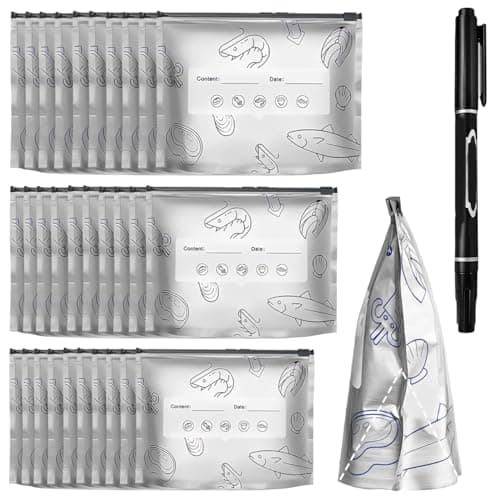 61-Pack Aluminum Foil Bags, Reusable Aluminum Foil Sealable Storage Bags, Aluminum Foil Freezer Bags with Marker Pen, Three Sizes for Meal Prep, Picnics, Freezing, and Travel Snacks (S+M+L)