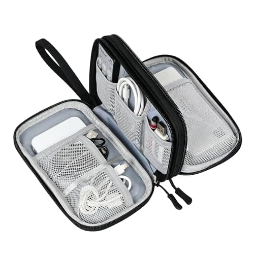 Yilnlg Cable Organiser Bag, Double Layer Electronics Accessories Organiser Bag, Travel Accessories Bag Organiser for Cables for Charging Cable Flash Drive SD Card Power Bank USB Black