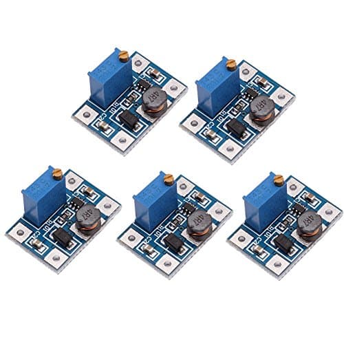 DollaTek 5PCS SX1308 DC Voltage Regulator Step Up Boost Converter Power Supply Module 2-24V to 2-28V 2A