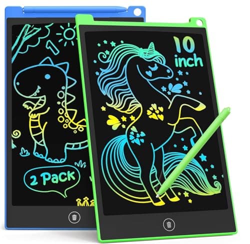 TECJOE 2 Pack LCD Writing Tablet, 10 Inch Colorful Doodle Board for Kids, Electronic Drawing Tablet Drawing Pads,Kids Travel Games Activity for Learning,Gifts for 3–6-Year-Old (Blue and Green)