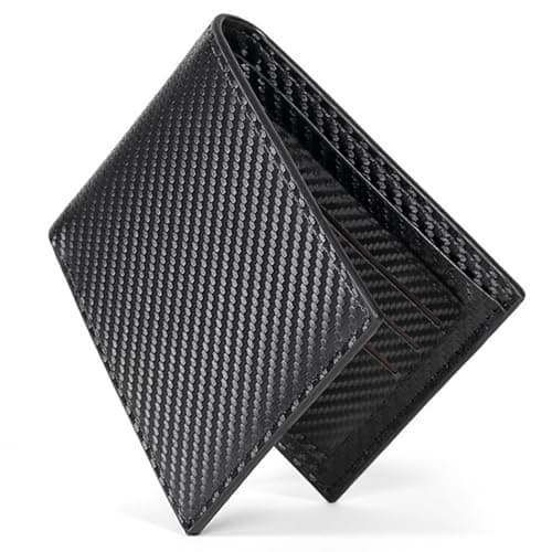 LUFFLOK Wallets Slim Carbon Fiber Leather Card Minimalist Wallet