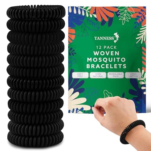 Tanness 12 Pack Mosquito Repellent Bracelet – Non-Toxic DEET-Free Bug & Insect Repellent Bands, Waterproof Mosquito Bands, Bracelets, Travel & Holiday Essentials for Kids & Adults