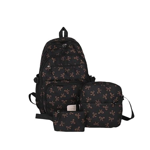 HiTotes School Bag for Girls Cute Backpack Preppy School Backpack Set Bow Girls Schoolbag Kawaii Rucksack for Teenage Secondary School