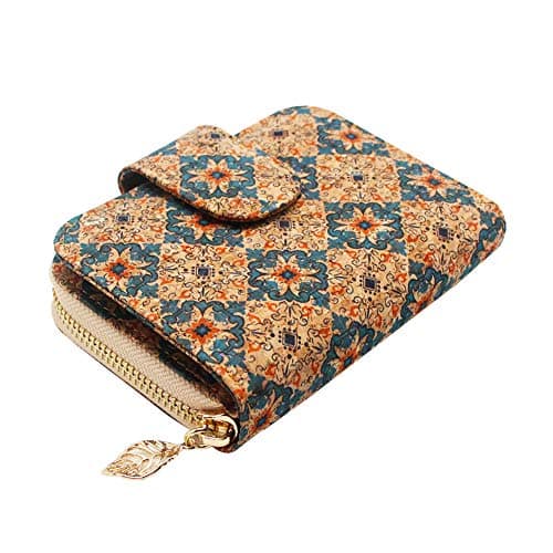 Boshiho Vegan Cork Wallet: Women's Zipper Pocket Purse with Card Holder and Coin Purse - Vegan Gift for Vegetarians, Women, Ladies, and Girls