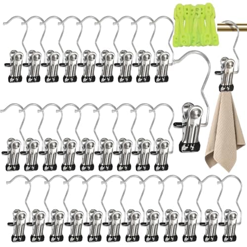 JIUHEEDAMAI 32 Pcs Portable Laundry Hooks, Metal No-slip Boots Hanger Clips