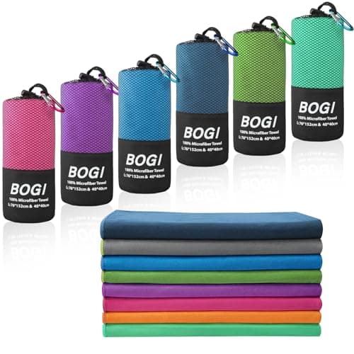 BOGI Microfibre Travel Towel, Quick Dry & Super Absorbent, Soft Lightweight Gym Towel, Ultra Compact for Beach, Sports, Swimming, Gym, Yoga, Camping, Hiking (M:100cmx50cm-Nblue)