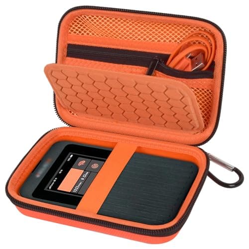 Hard Case Compatible with SIMO Solis 5G WiFi Mobile Hotspot, Travel Router for Hotel WiFi Storage Holder Bag with Mesh Pocket for Charger USB Cable and Accessories (Box Only) - Orange