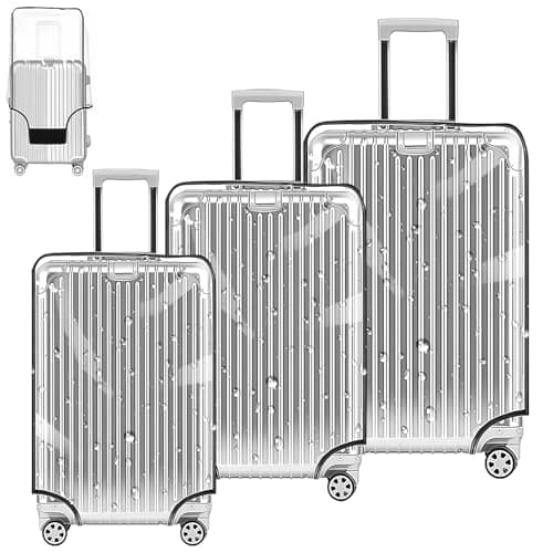 Yotako 3 Pcs Clear PVC Suitcase Covers Set - 20 24 28 Inch Luggage Cover Protector for Suitcase