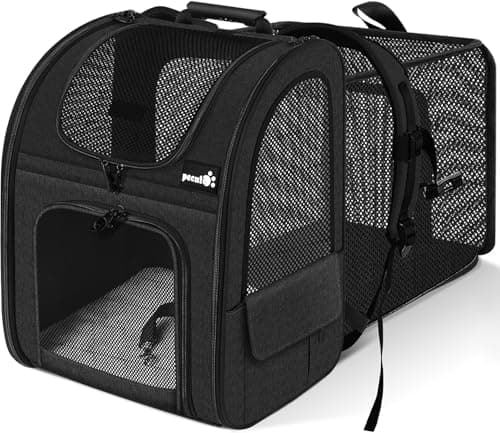 pecute Cat Backpack Expandable, Backpack for Cats & Small Dogs, Black