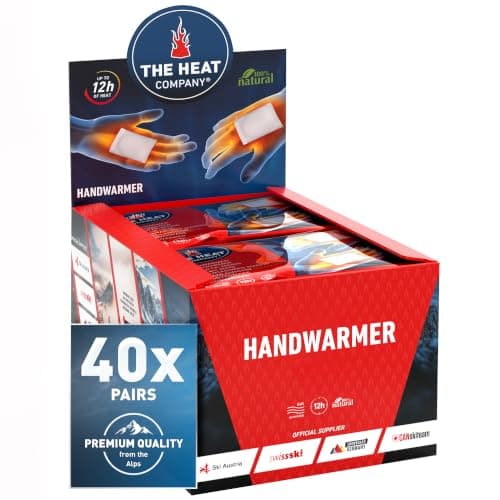 THE HEAT COMPANY Handwarmers - 40 Pairs - EXTRA WARM - Hand Heat Pads - 12 Hours Warm Hands - Instant Heat - Air Activated - Purely Natural