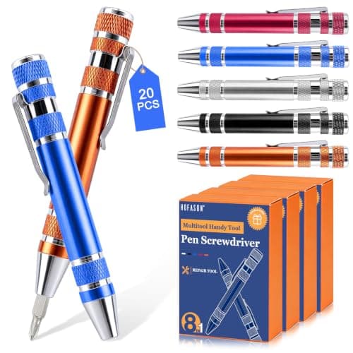 HOFASON Stocking Stuffers Bulk for Men, 20 Pcs Pocket Pen Screwdriver Set 8-in-1, Christmas Bulk Gifts for Men Adults Teens, Party Favors Prizes for Adults, Small Birthday Gifts, Multitool Screwdriver
