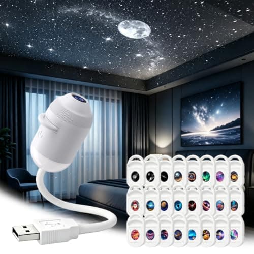 Comauo Night Light Projector, Plug-and-Play HD Star Projector (24 Films)