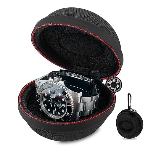 HELMDY Watch Travel Case Waterproof Single Box for Men & Women(Nylon Black)