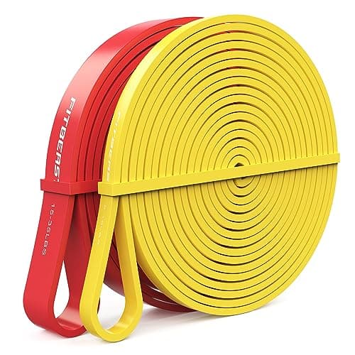 FitBeast Pull Up Bands Set, 2 Different Levels Resistance Band Pull Up for Calisthenics, Bodyweight Training, Muscle Toning, Yoga, Stretch Mobility, Pull Up Assistance Bands (Yellow Red 5-35 LBS)