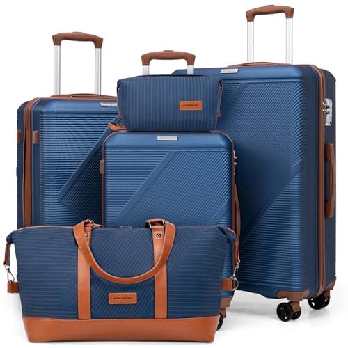 CONCEPTEN Luggage Sets 5 Piece, Suitcases With Wheels, Lightweight Travel Luggage Set With TSA Lock, ABS Hardshell Carry On Suitcase Set, Blue, 5PCS, Suitcases With Wheels