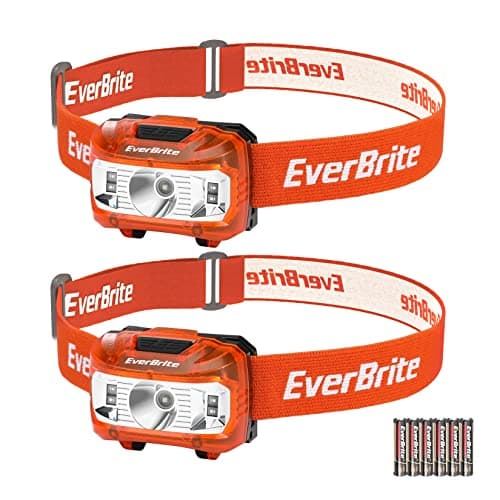 EverBrite 150-300 LM LED Head Torch Battery Powered(2 Pack, Orange)