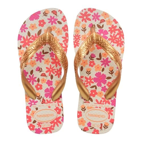 Havaianas Kids Flores Girls FlipFlop Beige/Golden,1/2 UK