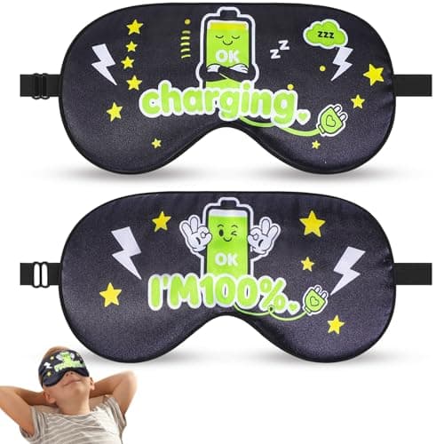 TeTupGa 2 Pack Sleep Mask for Kids Boys, Silk Blackout Eye Mask for Sleeping, with Adjustable Strap Adult Children's Bedtime Eye Cover for Side Sleepers, Travel & Home Use (2pcs BATT1)