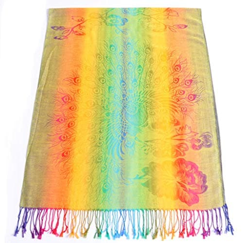 Cocila Women Lady Fashion Folk-Custom Retro Tassel Scarf Wrap Shawl Travel Scarves Large Head (Multicolor, One Size) Gifts For Young Accessories Autumn Snood Men Womens Clothing Fleece Gift Sets