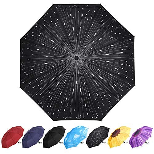 YumSur Raindrops Compact Auto Travel Umbrella