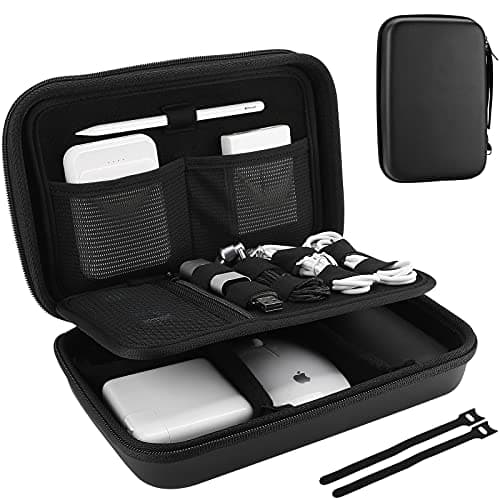 ProCase Hard Travel Electronic Organizer Case for MacBook Power Adapter Chargers Cables Power Bank Apple Magic Mouse Apple Pencil USB Flash Disk SD Card Small Portable Accessories Bag -XL,Black