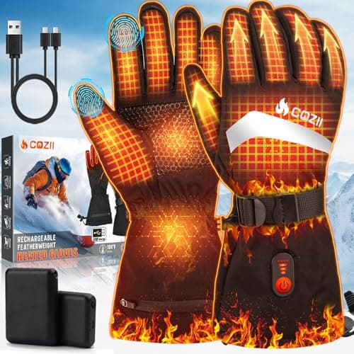 COZII Heated Gloves Rechargeable, 7.4V Electric Heated Gloves for Men Women Fast Heating, 3 Heat Settings & Touchscreen, Winter Hand Warmers Gloves for Sports, Cycling, Skiing