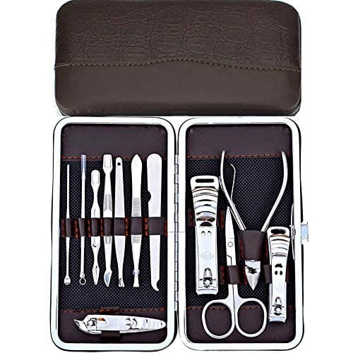 12PC Stainless Steel Nail Clipper Set + FREE GIFT Pedicure kits High Quality Nail Tools Manicure,Travel & Grooming Kit with Case