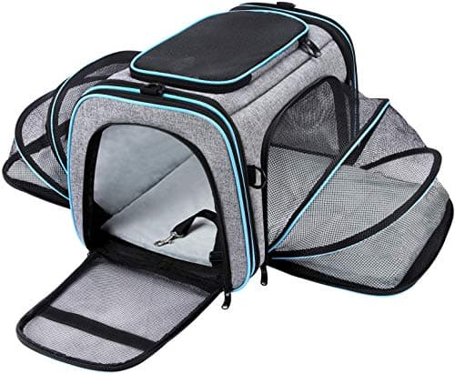 Expandable Cat Carrier Bag, Portable Soft Sided with Fleece Bed, Pet Carriers for Cats, Rabbit, Small Dogs, Puppies, Kitten, Cat Carriers & Travel Products with Shoulder Strap
