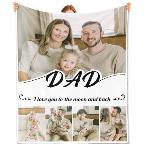 Bemaystar Personalised Photo Blanket for Dad | Customised Blanket with Photos for Dads, Grandads and Husbands | Best Papa Gifts
