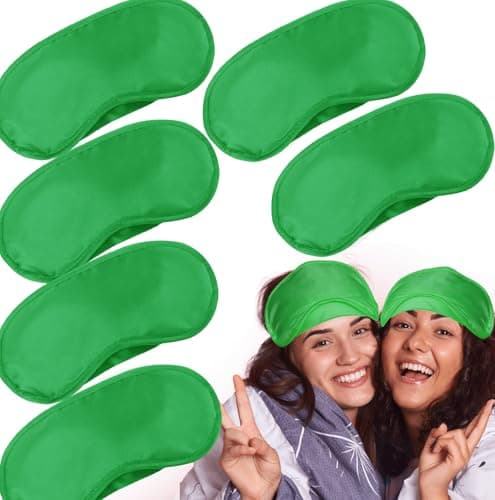 6 Pack Blindfold Eye Mask Cover Sleep Mask for Party Games Travel Sleep Team Build Party Supply with Adjustable Strap for Women Men Kids, Green
