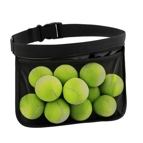 Tennis Ball Holder Adjustable Waist Pouch, Black
