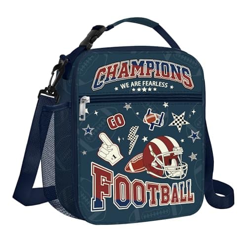 Clastyle Hero Insulated Kids Lunch Bag Large Thermal Cooler Bag for Boy Picnic School Lunch Box Tote,Blue Rugby