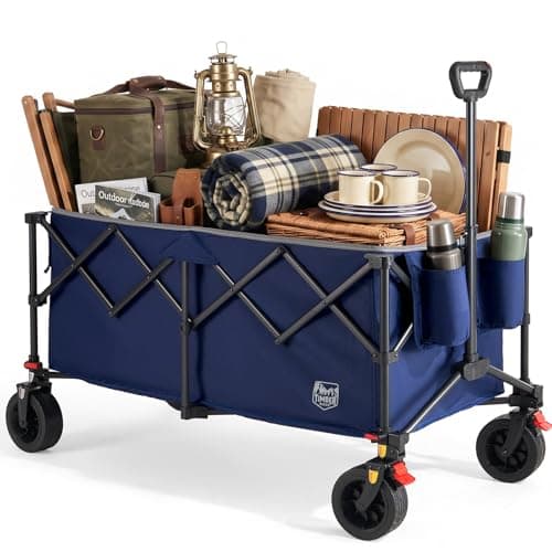 TIMBER RIDGE Festival Trolley on Wheels 300L Heavy Duty Camping Trolley Folding Wagon Trolley with Brakes, Portable Pull Garden Wagon Cart Lightweight for Outdoor Picnic Shopping Fishing