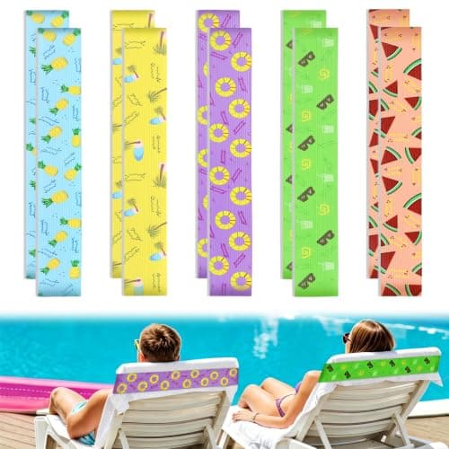 10 Pack Towel Bands for Beach, Windproof Elastic Sun Lounger Straps